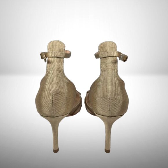 Christian Dior Gold Satin Pearl-Bow Heels – Size 38 - Picture 3 of 9